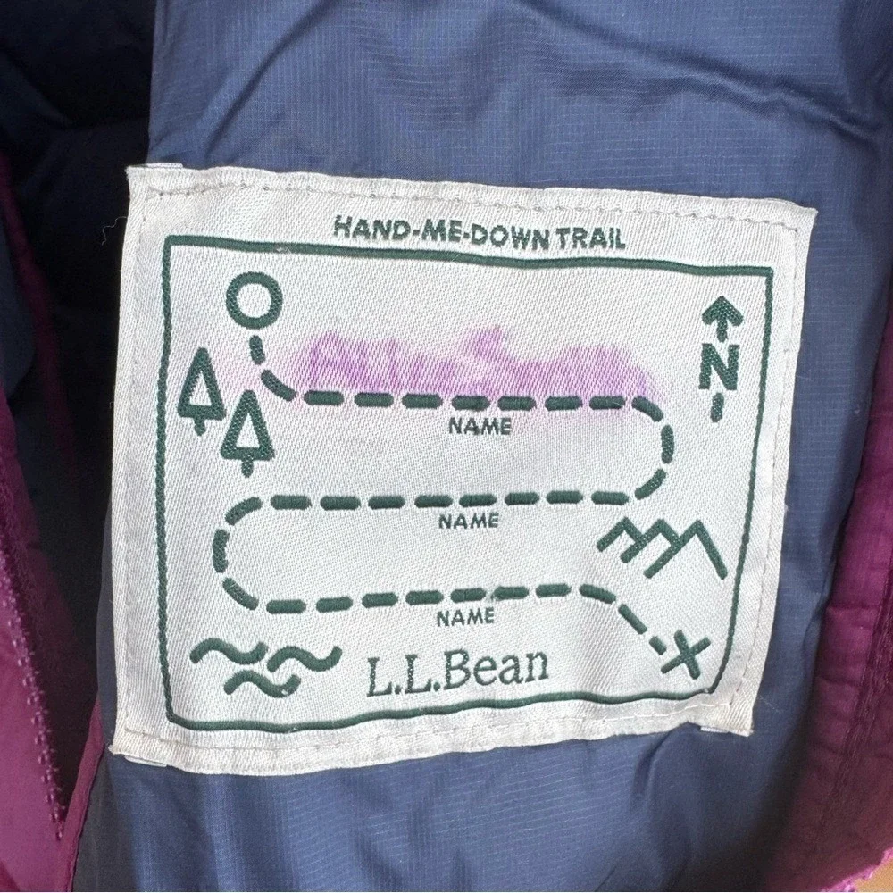L.L. Bean Coat Puffer Down Hood Purple Girls' Sz 8 Winter Kids Snow Sustainable